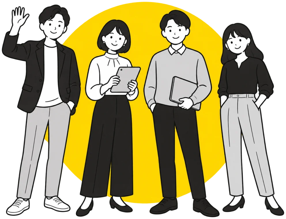 チームで働くイラスト